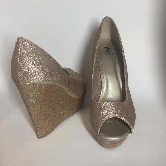 Deb, Gold Sparkly, Platform Cushioned Insole, - Picture 8 of 9